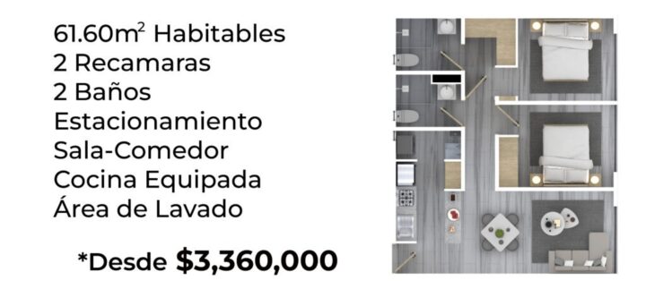 Planta Tipo 1 - 61.60 m2