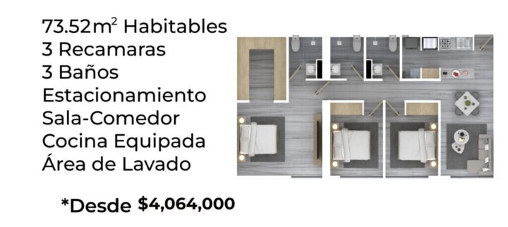Plantas Tipo 3 - 73.50 m2