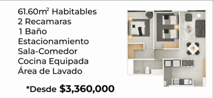 Plantas Tipo 2 - 61.60 m2 